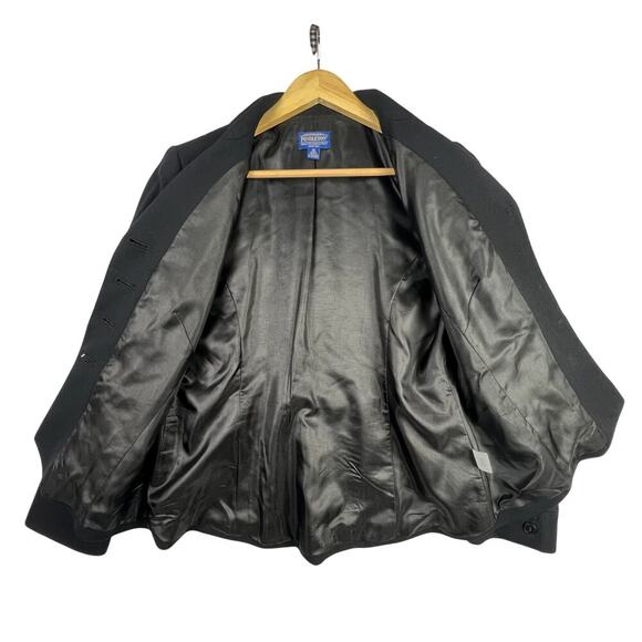 Pendleton 10 Petite Structured Hi Low Notched Collar Button Up Black Wool Blazer - Picture 4 of 13